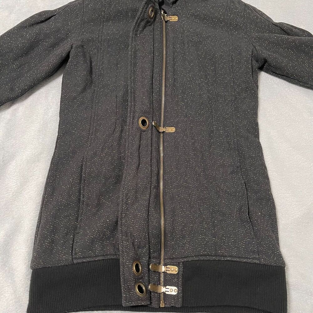 Adidas Respect M.E. Missy Elliott Black Gold Herringbone Toggle Jacket Hooded 38 - Picture 4 of 13